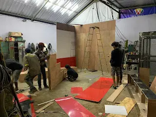 proses pembuatan background booth exibition proses pembuatan background booth exibition