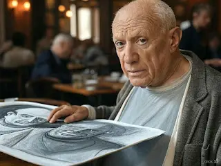pablo picasso melukis pada serbet