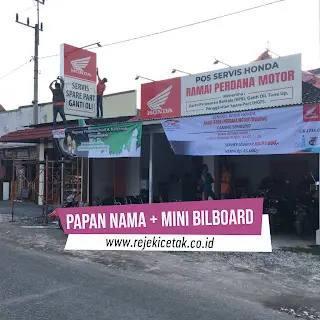 Papan nama HONDA POS SERVIS - Plang nama bahan Galvanis pakai Cutting stiker Oracal