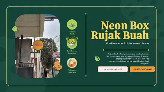 Portofolio: Pembuatan Neon Box untuk Rujak Buah Rame oleh Rejeki Cetak