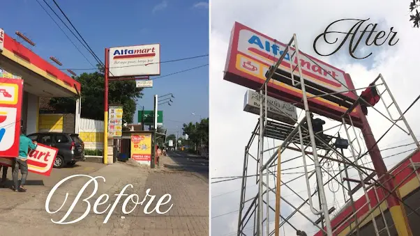 Portofolio: Pergantian Papan Nama & Neon Box Alfamart oleh Rejeki Cetak
