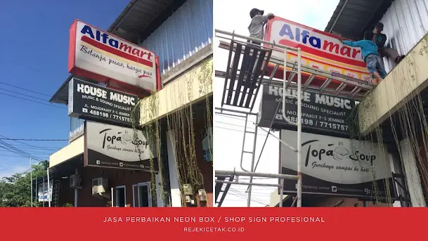 📌 Transformasi Papan Nama & Neon Box Alfamart di Jl. Mojopahit, Jember oleh Rejeki Cetak