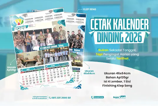 ✨ Cetak Kalender Kekinian di Jember? Di Rejeki Cetak Aja, Gengs! ✨ Dari Kalender Meja Buat Branding Bisnis, Sampai Kalender Dinding Buat Hadiah Keluarga, Semua Bisa Dicustom Sesukamu!