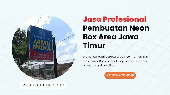 Proyek: Pembuatan Neon Box untuk Jamu Tradisional India di Baratan, Patrang, Jember