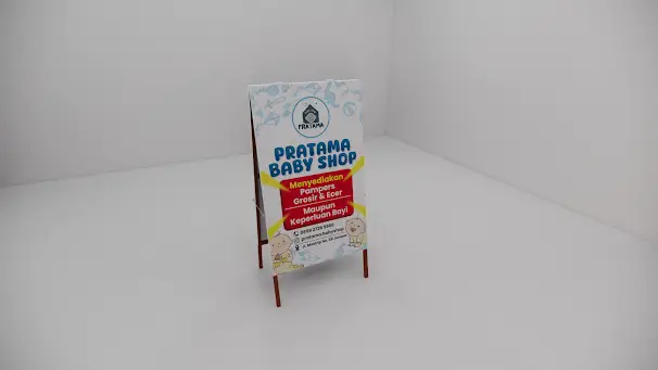 🍼 Portofolio Rejeki Cetak: Banner Berdiri untuk Pratama Baby Shop – Promosi Efektif Perlengkapan Bayi Grosir & Ecer! 🚲