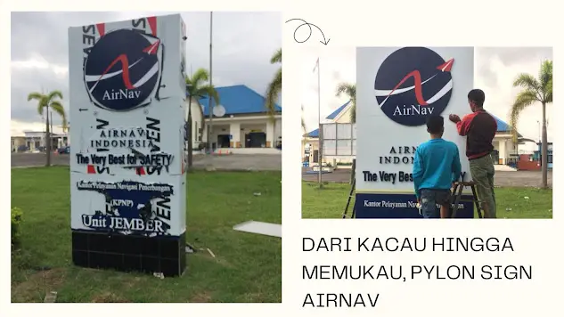 Jasa Pembuatan Tugu Reklame, Papan Reklame Berdiri & Signboard Tiang Tinggi untuk Instansi Penerbangan di Jawa Timur | Rejeki Cetak ✈️🛠️