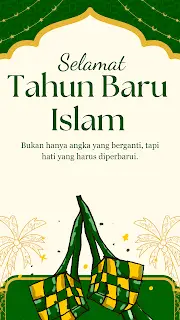 Template gratis Tahun Baru Hijriyah, inspirasi konten 2025, desain Instagram Story kreatif, download template WA Story.