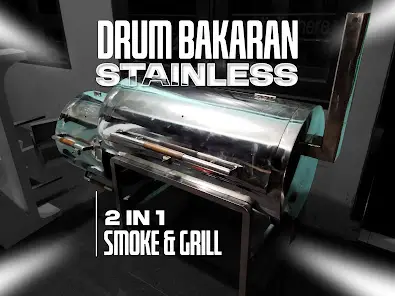 Drum Bakaran Mewah Full Stainless 2-in-1: Fungsional untuk Smoking & Grilling