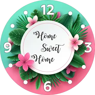 Desain Template Jam Home Sweet Home Hijau Bunga